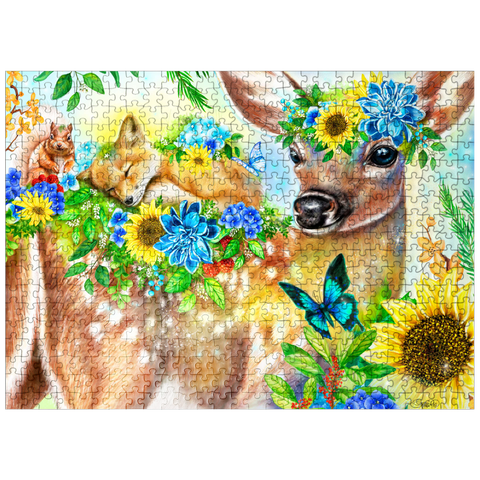 puzzleplate Forest Fawn and Friends Fox squirrel - Sheena Pike 500 Jigsaw Puzzle