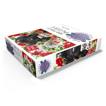 Red Blossom Buddies Puppy Cat HummingBird - Sheena Pike 100 Jigsaw Puzzle box view1