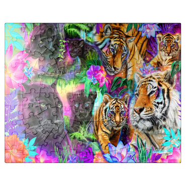 puzzleplate Magical Neon Big Cats - Sheena Pike 100 Jigsaw Puzzle