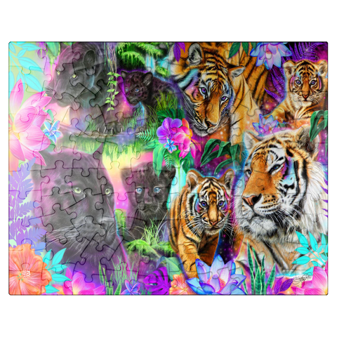 puzzleplate Magical Neon Big Cats - Sheena Pike 100 Jigsaw Puzzle
