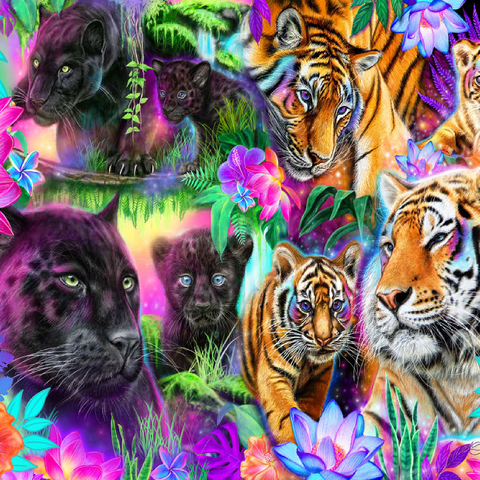 Magical Neon Big Cats - Sheena Pike 100 Jigsaw Puzzle 3D Modell