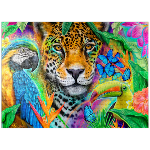 puzzleplate Faces of Nature Macaw Jaguar Toucan - Sheena Pike 1000 Jigsaw Puzzle