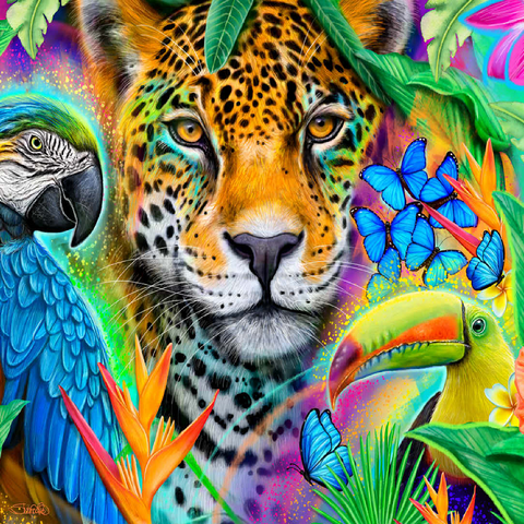 Faces of Nature Macaw Jaguar Toucan - Sheena Pike 100 Jigsaw Puzzle 3D Modell