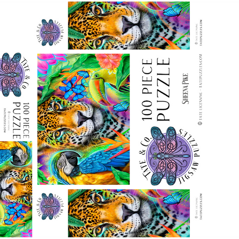 Faces of Nature Macaw Jaguar Toucan - Sheena Pike 100 Jigsaw Puzzle box 3D Modell
