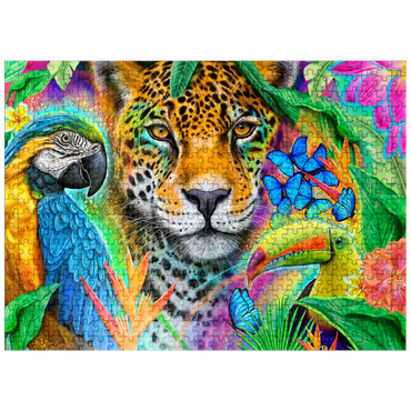 puzzleplate Faces of Nature Macaw Jaguar Toucan - Sheena Pike 500 Jigsaw Puzzle