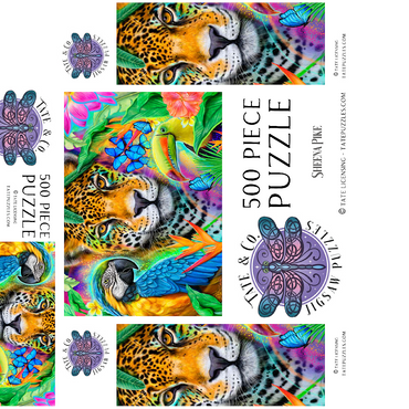 Faces of Nature Macaw Jaguar Toucan - Sheena Pike 500 Jigsaw Puzzle box 3D Modell