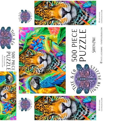 Faces of Nature Macaw Jaguar Toucan - Sheena Pike 500 Jigsaw Puzzle box 3D Modell