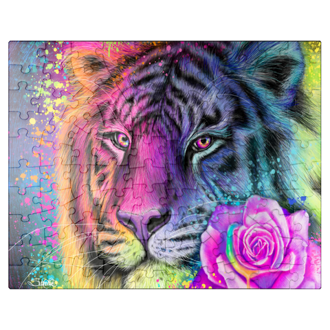 puzzleplate Neon Rainbow Tiger - Sheena Pike 100 Jigsaw Puzzle