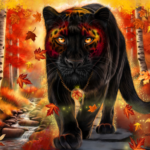 Autumn Guardian Panther - Sheena Pike 500 Jigsaw Puzzle 3D Modell