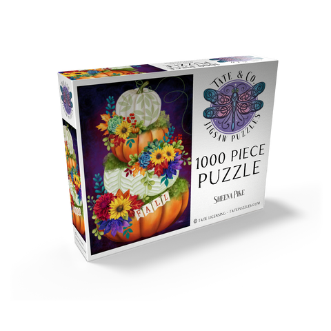 Indigo Autumn Pumpkin Stack - Sheena Pike 1000 Jigsaw Puzzle box view2