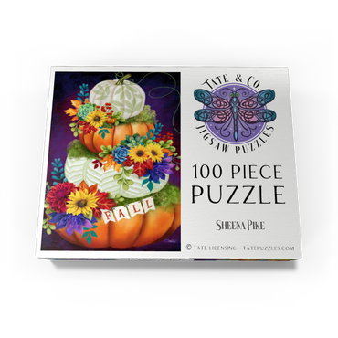 Indigo Autumn Pumpkin Stack - Sheena Pike 100 Jigsaw Puzzle box view3