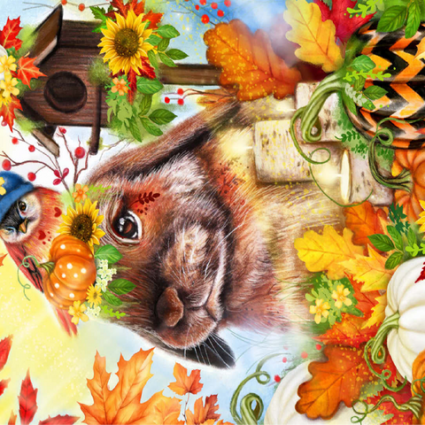 Autumn Greetings Bunny - Sheena Pike 100 Jigsaw Puzzle 3D Modell