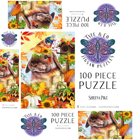 Autumn Greetings Bunny - Sheena Pike 100 Jigsaw Puzzle box 3D Modell