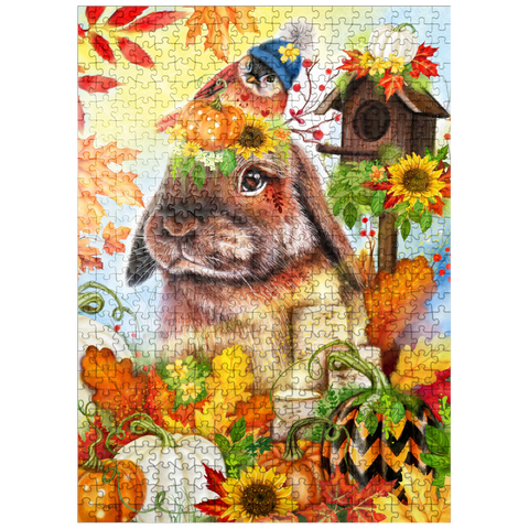 puzzleplate Autumn Greetings Bunny - Sheena Pike 500 Jigsaw Puzzle