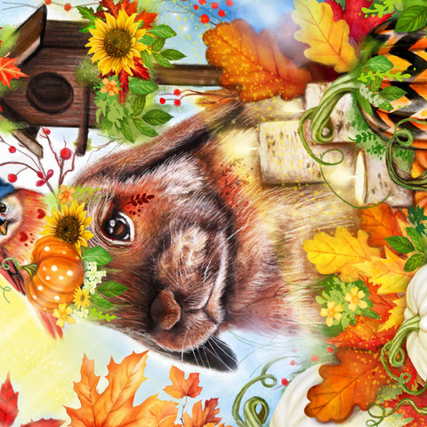 Autumn Greetings Bunny - Sheena Pike 500 Jigsaw Puzzle 3D Modell