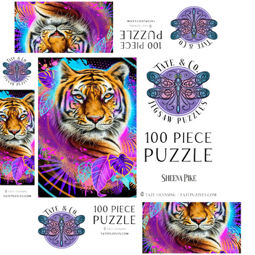 Neon Tiger Animal Spirit - Sheena Pike 100 Jigsaw Puzzle box 3D Modell