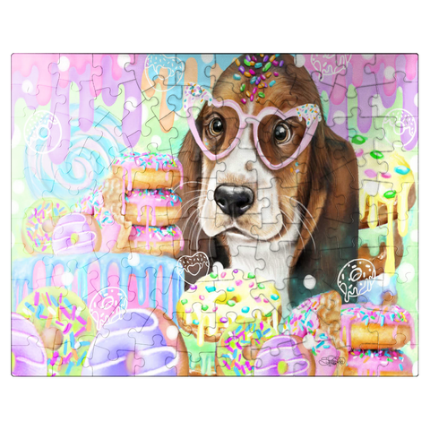 puzzleplate Donut Sweetie Hound Puppy - Sheena Pike 100 Jigsaw Puzzle