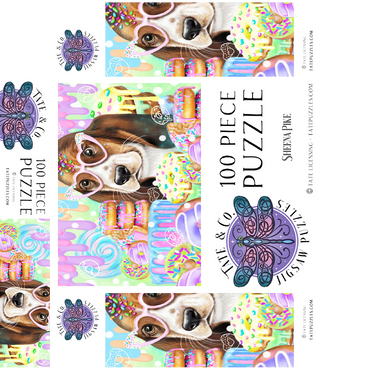 Donut Sweetie Hound Puppy - Sheena Pike 100 Jigsaw Puzzle box 3D Modell