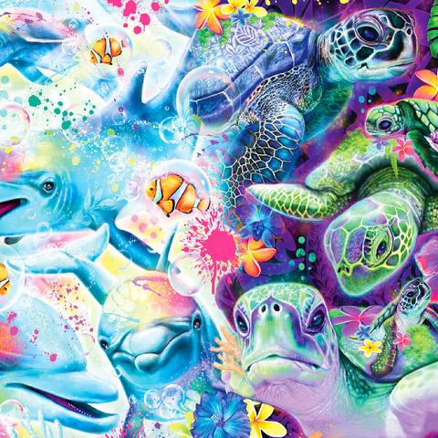 Magical Dolphins and Turtles - Sheena Pike 100 Jigsaw Puzzle 3D Modell