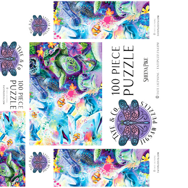 Magical Dolphins and Turtles - Sheena Pike 100 Jigsaw Puzzle box 3D Modell