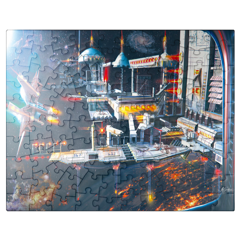 puzzleplate Space Station Landing Bay - Anthony Christou 100 Jigsaw Puzzle
