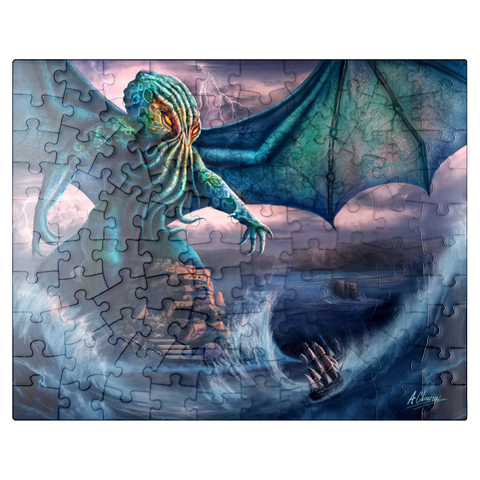 puzzleplate Cthulu Lovecraft Horror - Anthony Christou 100 Jigsaw Puzzle