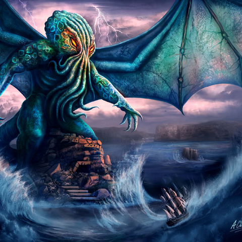 Cthulu Lovecraft Horror - Anthony Christou 100 Jigsaw Puzzle 3D Modell