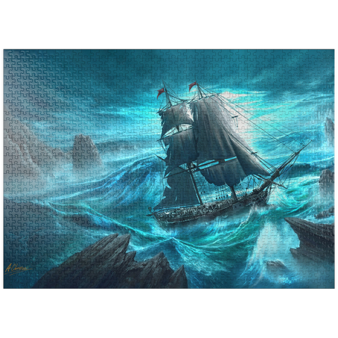 puzzleplate Dangerous Seas Pirate Ship - Anthony Christou 1000 Jigsaw Puzzle