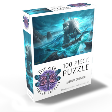 Dangerous Seas Pirate Ship - Anthony Christou 100 Jigsaw Puzzle box view2