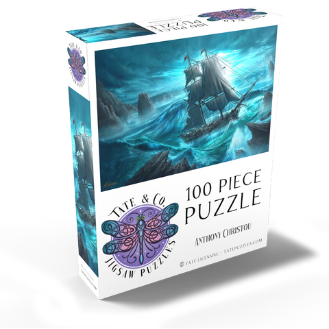 Dangerous Seas Pirate Ship - Anthony Christou 100 Jigsaw Puzzle box view2