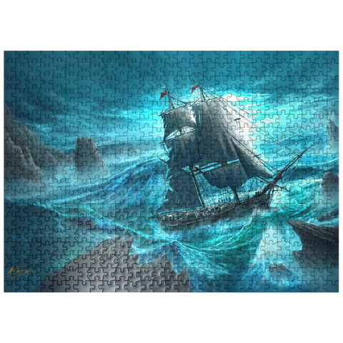 puzzleplate Dangerous Seas Pirate Ship - Anthony Christou 500 Jigsaw Puzzle