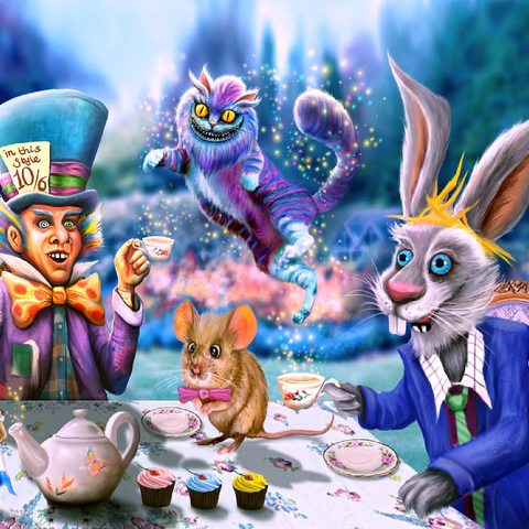 Alice in Wonderland Tea Party - Anthony Christou 100 Jigsaw Puzzle 3D Modell