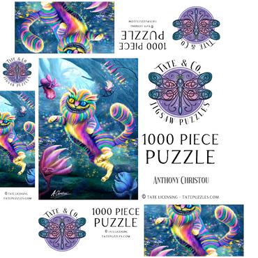 Rainbow Cheshire Cat, Alice in Wonderland - Anthony Christou 1000 Jigsaw Puzzle box 3D Modell