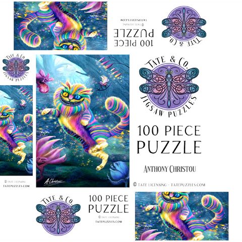 Rainbow Cheshire Cat, Alice in Wonderland - Anthony Christou 100 Jigsaw Puzzle box 3D Modell