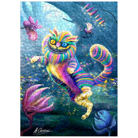 puzzleplate Rainbow Cheshire Cat, Alice in Wonderland - Anthony Christou 500 Jigsaw Puzzle