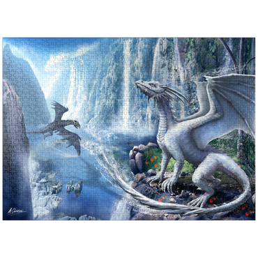 puzzleplate Waterfall dragons -Anthony Christou 1000 Jigsaw Puzzle