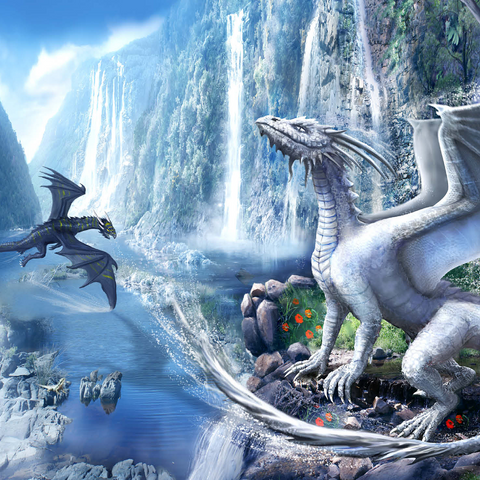 Waterfall dragons -Anthony Christou 1000 Jigsaw Puzzle 3D Modell