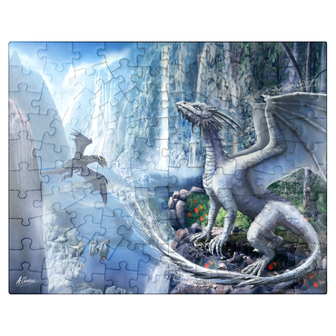 puzzleplate Waterfall dragons -Anthony Christou 100 Jigsaw Puzzle