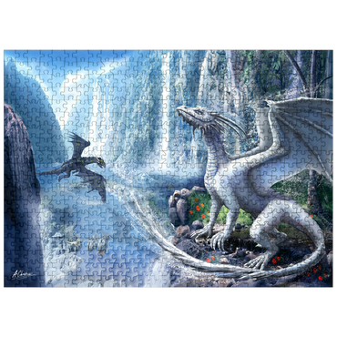 puzzleplate Waterfall dragons -Anthony Christou 500 Jigsaw Puzzle