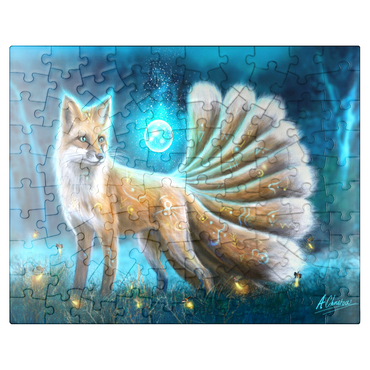 puzzleplate Kitsune Japanese fox -Anthony Christou 100 Jigsaw Puzzle