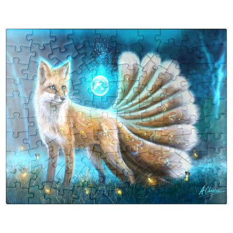 puzzleplate Kitsune Japanese fox -Anthony Christou 100 Jigsaw Puzzle