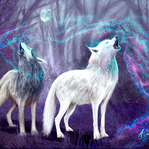 Magical Wolf Howl - Anthony Christou 100 Jigsaw Puzzle 3D Modell