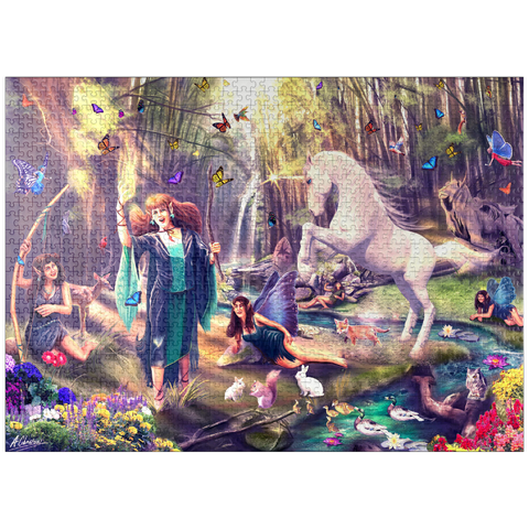 puzzleplate Gaia's Haven Fairy & Unicorn Forest - Anthony Christou 1000 Jigsaw Puzzle