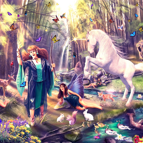 Gaia's Haven Fairy & Unicorn Forest - Anthony Christou 1000 Jigsaw Puzzle 3D Modell