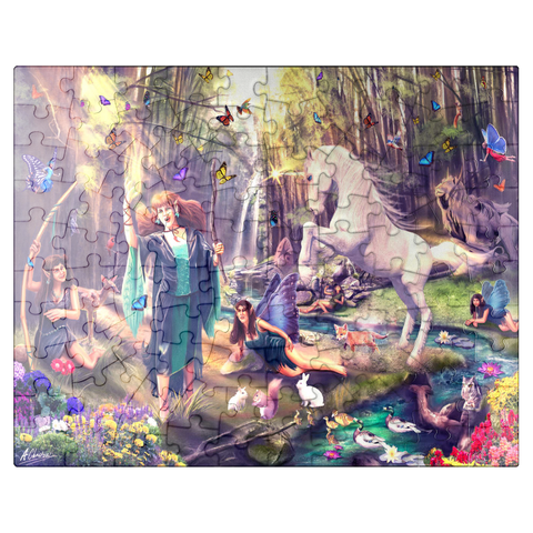 puzzleplate Gaia's Haven Fairy & Unicorn Forest - Anthony Christou 100 Jigsaw Puzzle
