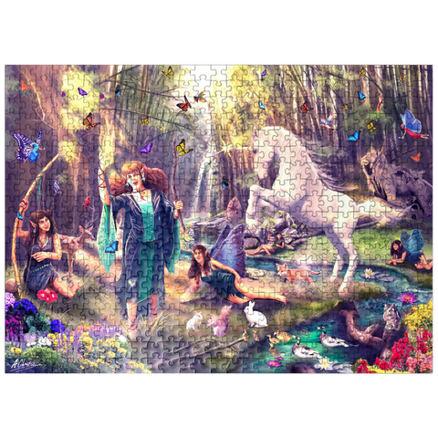 puzzleplate Gaia's Haven Fairy & Unicorn Forest - Anthony Christou 500 Jigsaw Puzzle