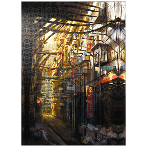 puzzleplate -Kowloon-China Cyberpunk Landscape - Anthony Christou 1000 Jigsaw Puzzle