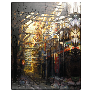 puzzleplate -Kowloon-China Cyberpunk Landscape - Anthony Christou 100 Jigsaw Puzzle