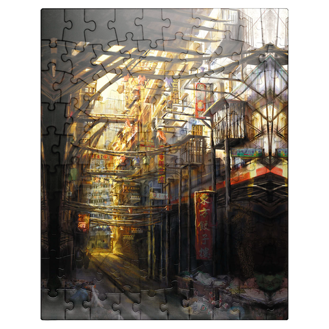 puzzleplate -Kowloon-China Cyberpunk Landscape - Anthony Christou 100 Jigsaw Puzzle