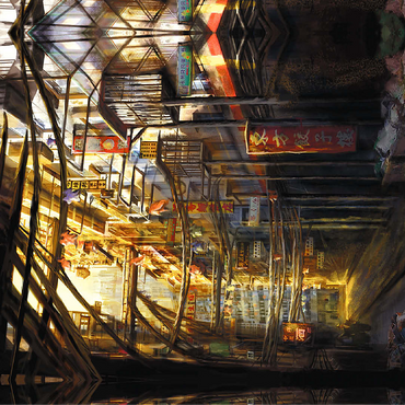 -Kowloon-China Cyberpunk Landscape - Anthony Christou 100 Jigsaw Puzzle 3D Modell